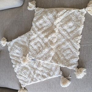 Artistic Accents Boho Crochet Pillow Covers 18"×18" With Corner Tassles